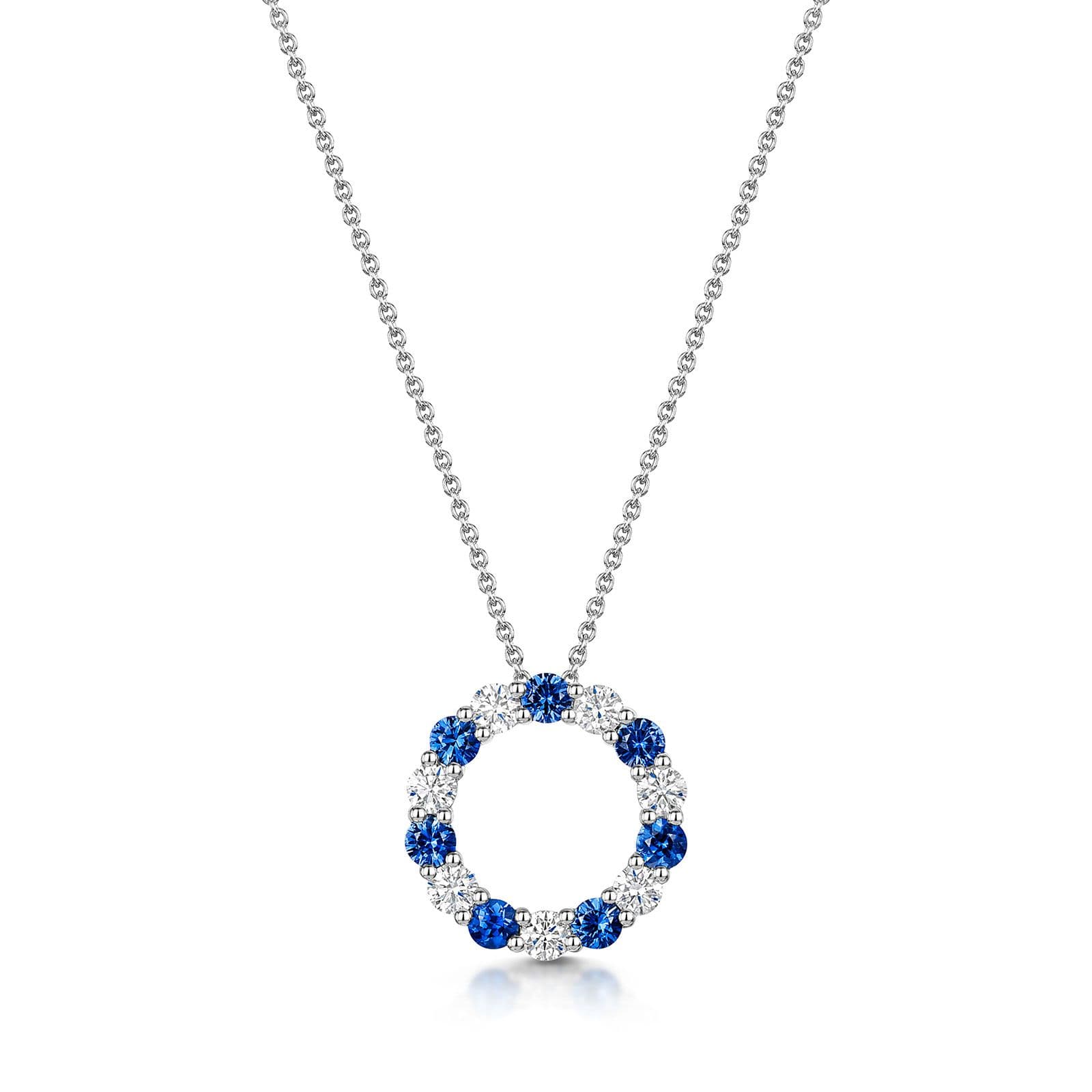 18ct White Gold Sapphire & Diamond Polo Necklace simple Pursuit