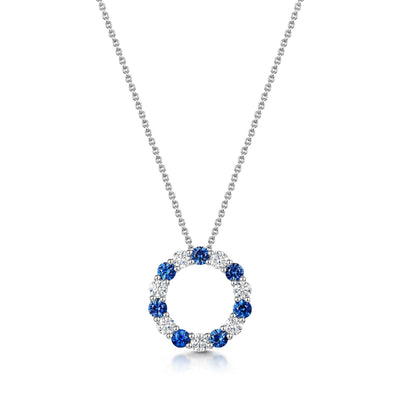 18ct White Gold Sapphire & Diamond Polo Pendant Necklace simple Pursuit