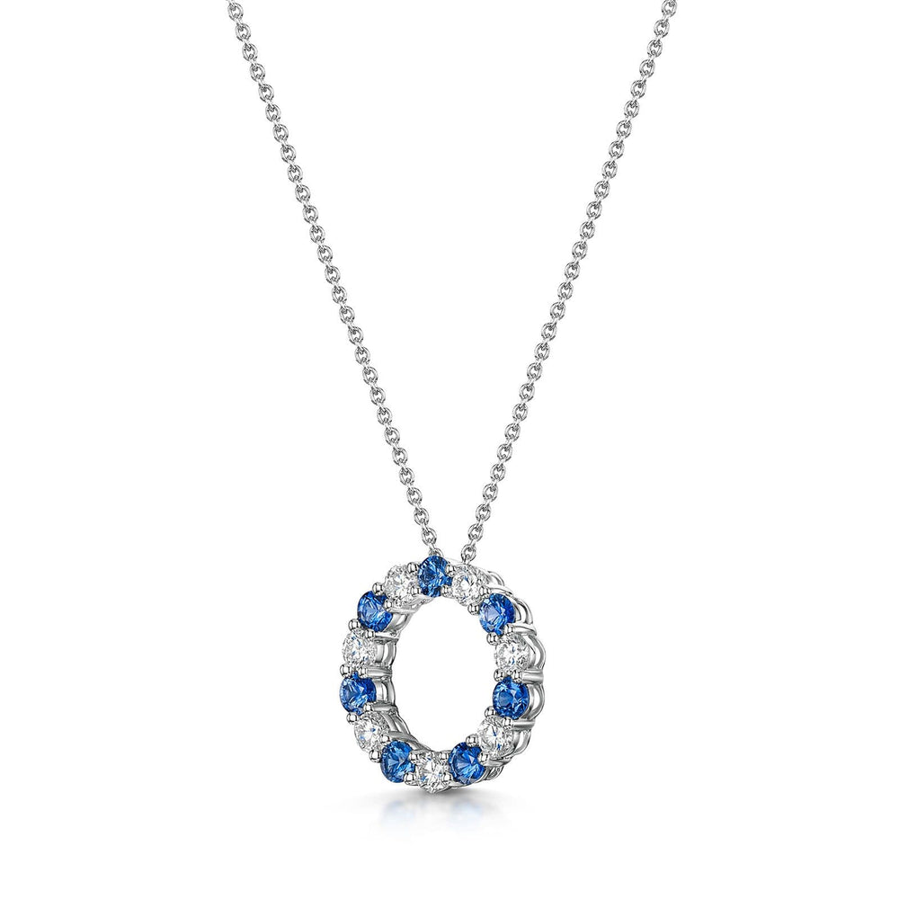 18ct White Gold Sapphire & Diamond Polo Necklace simple Pursuit