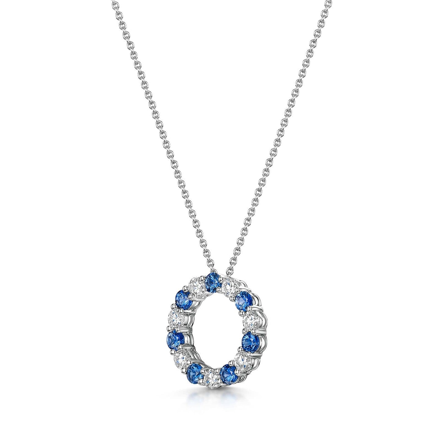 18ct White Gold Sapphire & Diamond Polo Necklace simple Pursuit