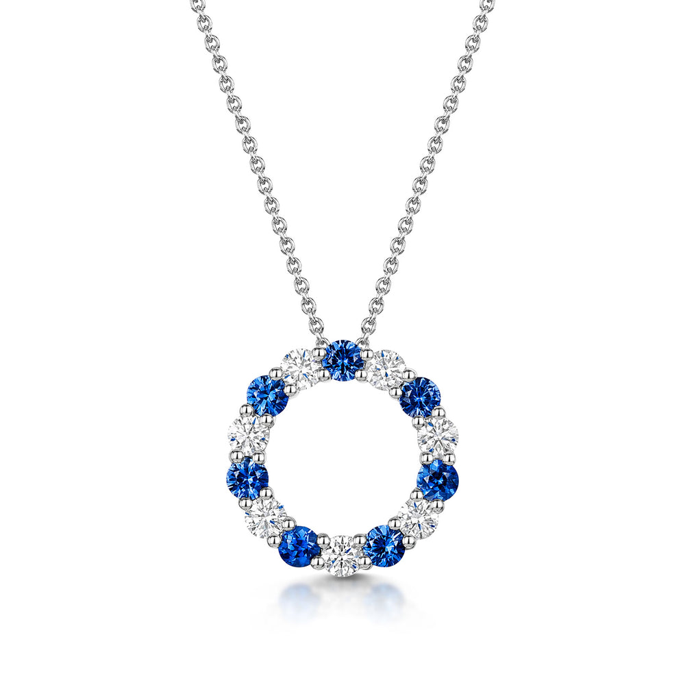 18ct White Gold Sapphire & Diamond Polo Necklace simple Pursuit