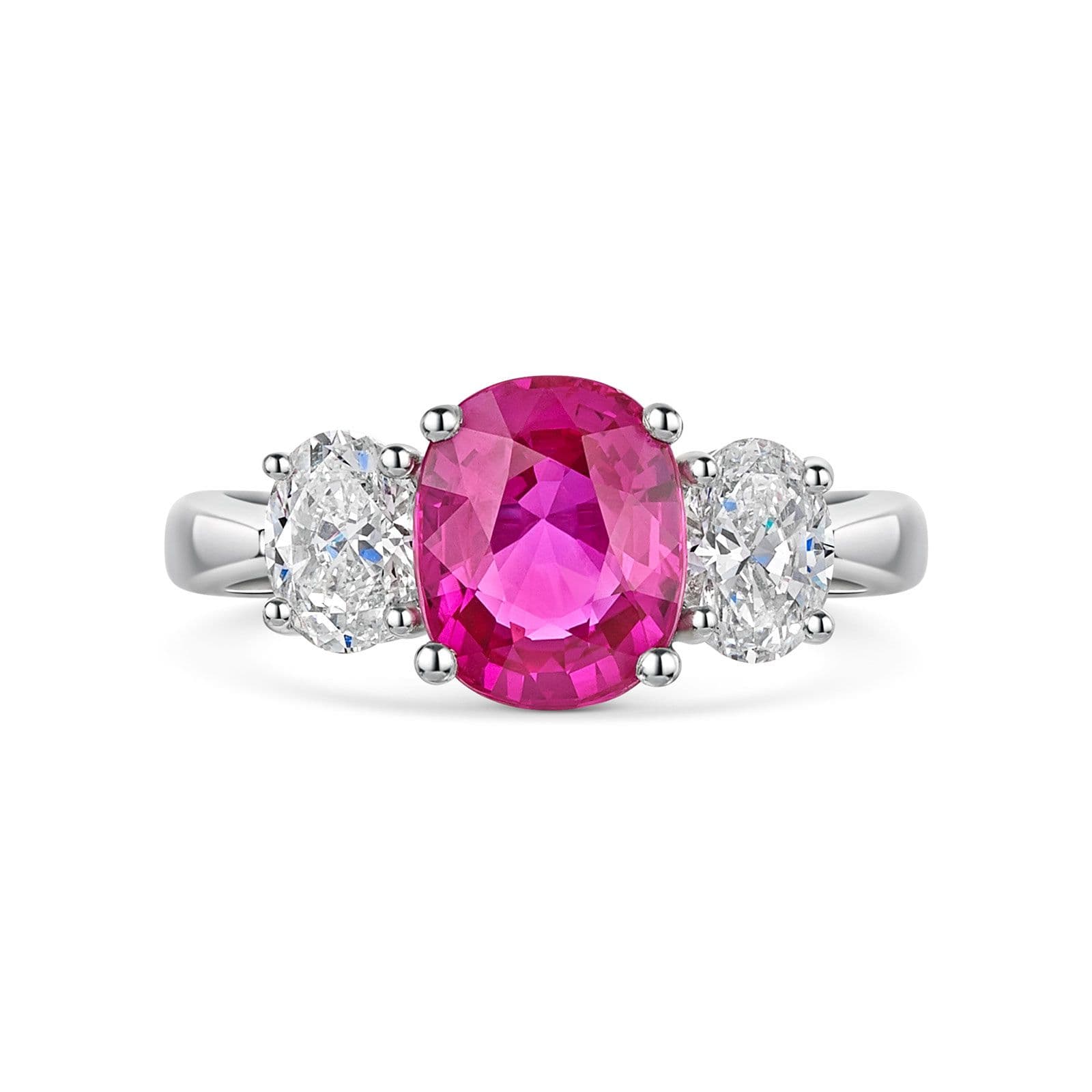 Platinum Ruby & Diamond Trilogy Ring simple Pursuit