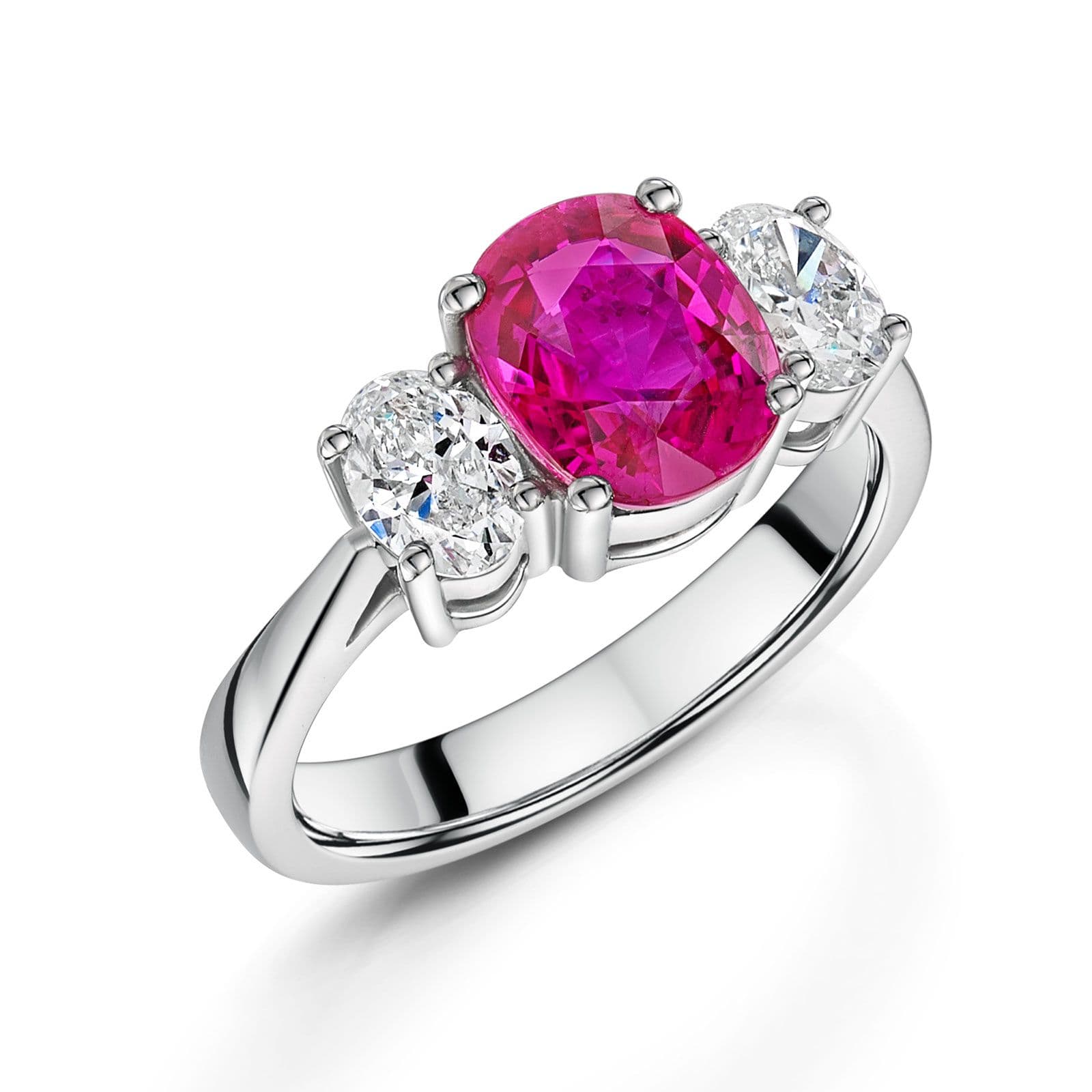 Platinum Ruby & Diamond Trilogy Ring simple Pursuit