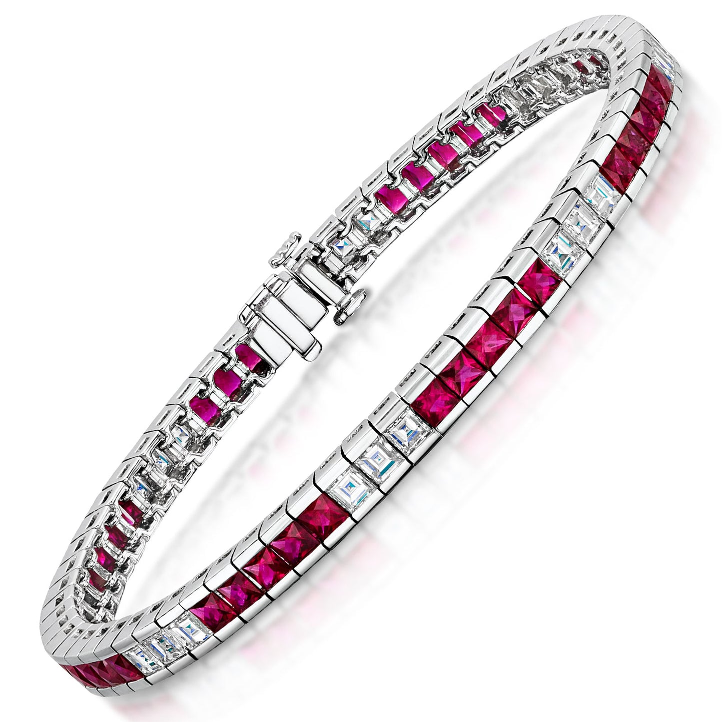 18ct White Gold Ruby & Diamond Tennis Bracelet simple Pursuit