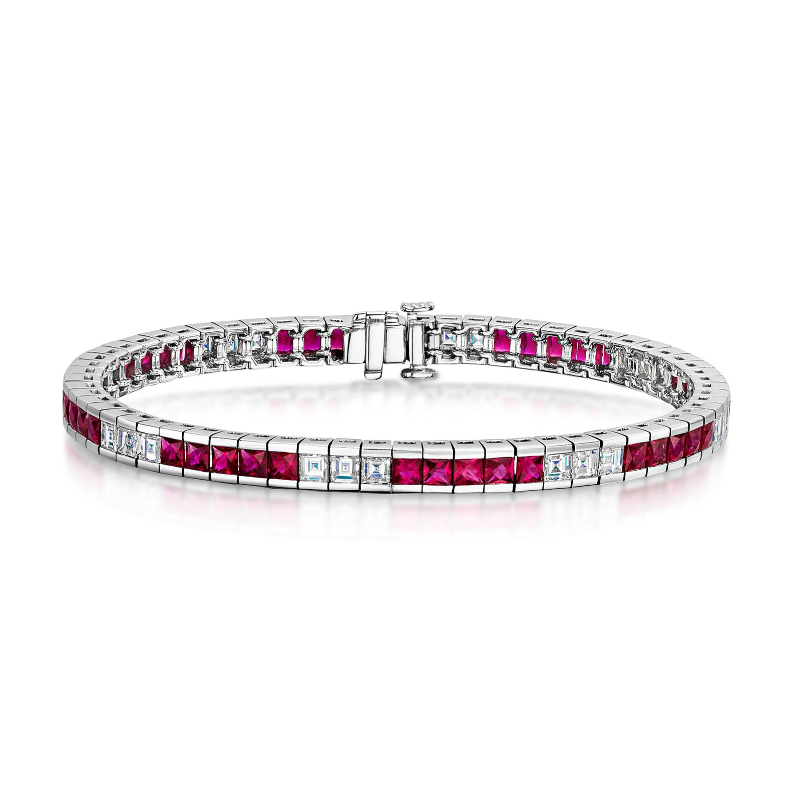 18ct White Gold Ruby & Diamond Tennis Bracelet simple Pursuit