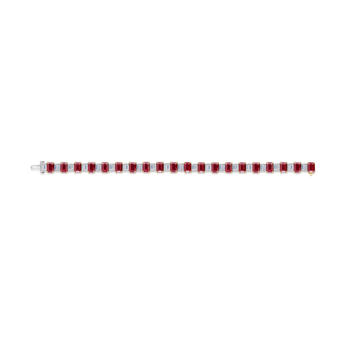 18ct Yellow & White Gold Ruby & Diamond Tennis Bracelet simple Pursuit