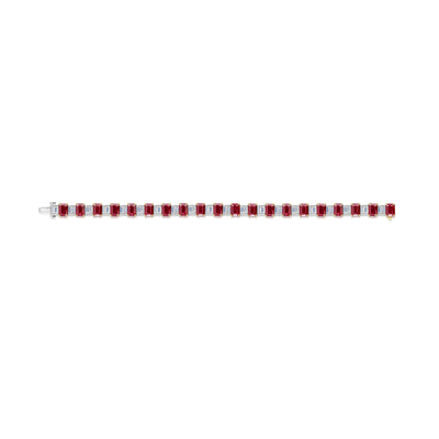 18ct Yellow & White Gold Ruby & Diamond Tennis Bracelet simple Pursuit