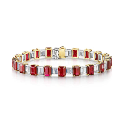 18ct Yellow & White Gold Ruby & Diamond Tennis Bracelet simple Pursuit