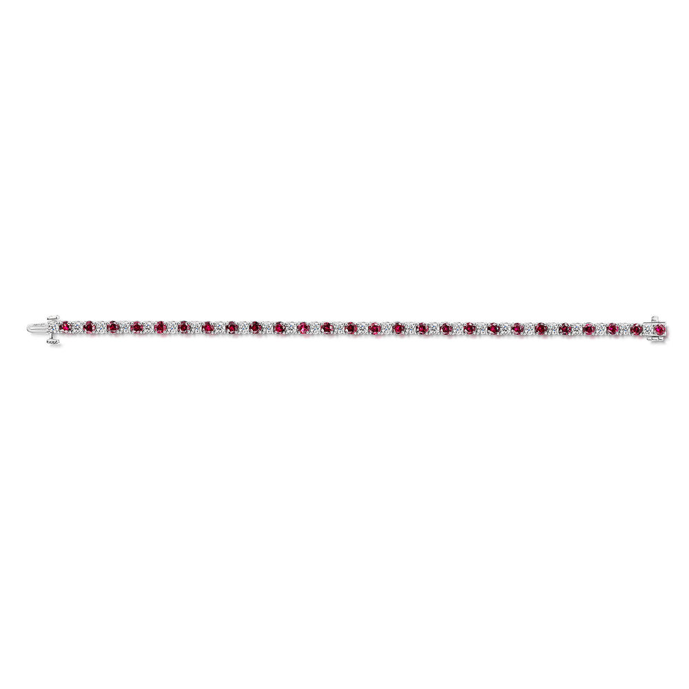 18ct White Gold Ruby & Diamond Tennis Bracelet simple Pursuit