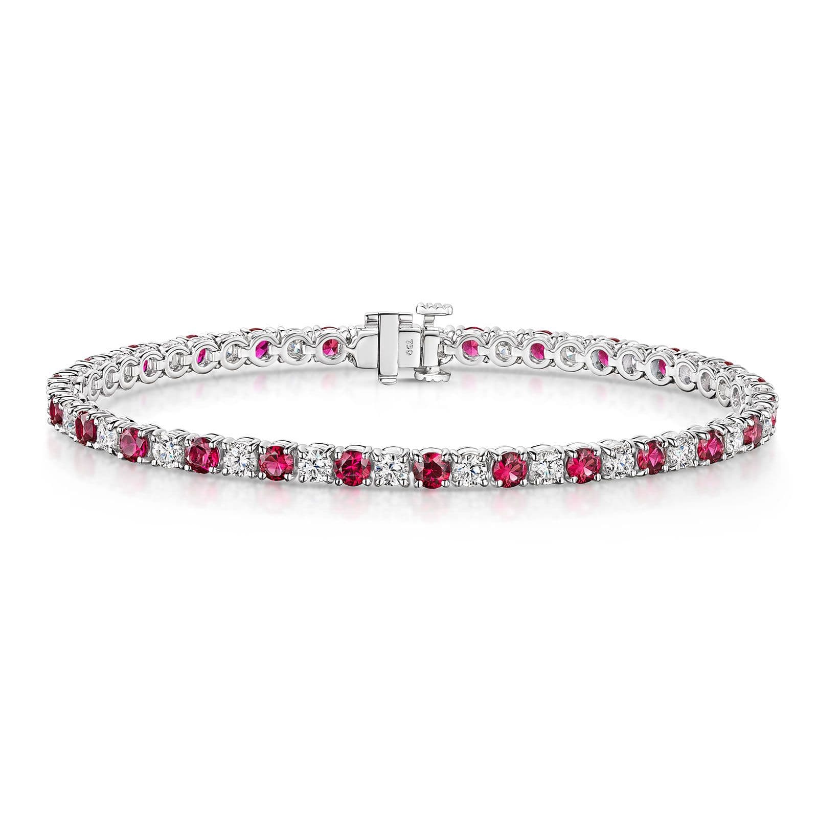 18ct White Gold Ruby & Diamond Tennis Bracelet simple Pursuit