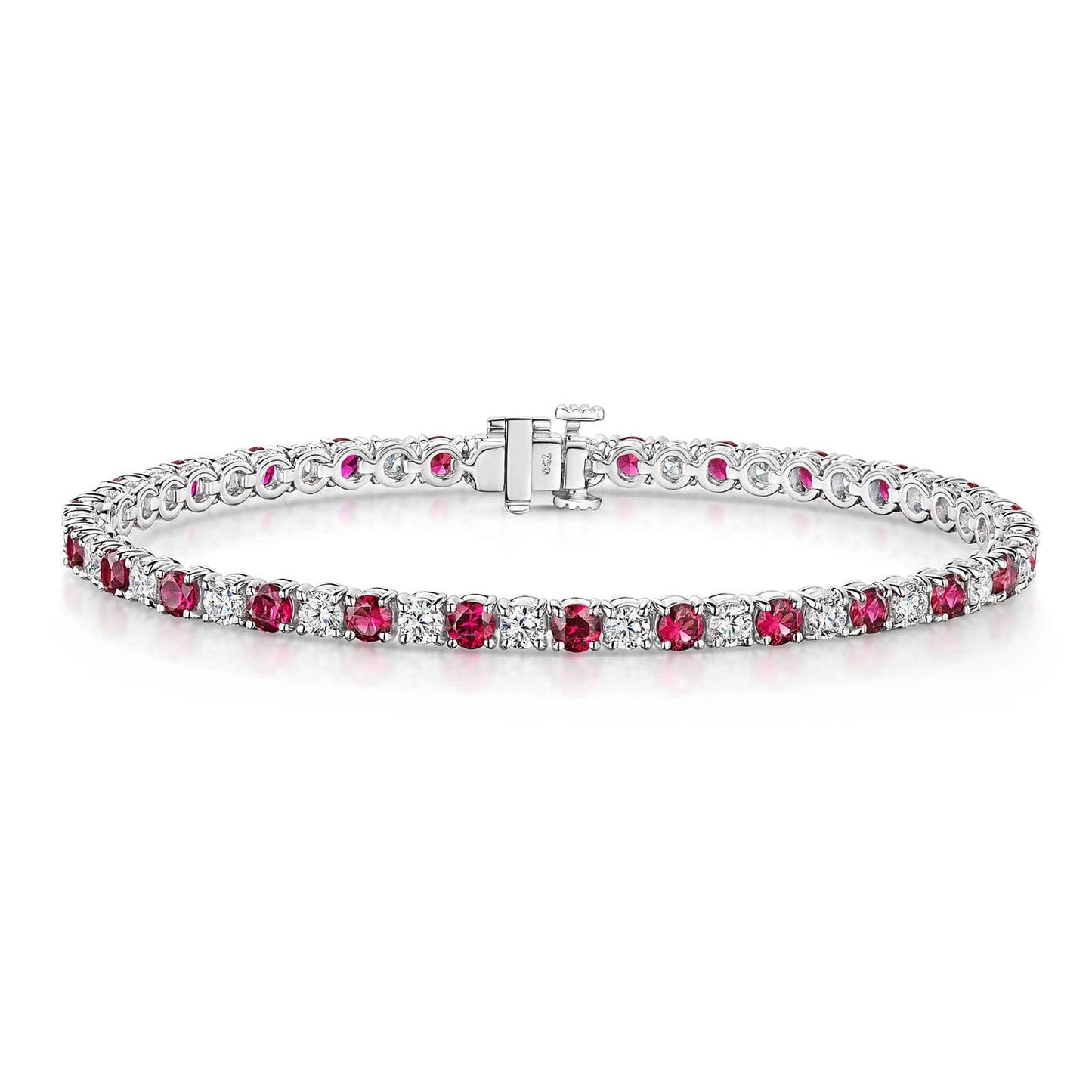 18ct White Gold Ruby & Diamond Tennis Bracelet simple Pursuit