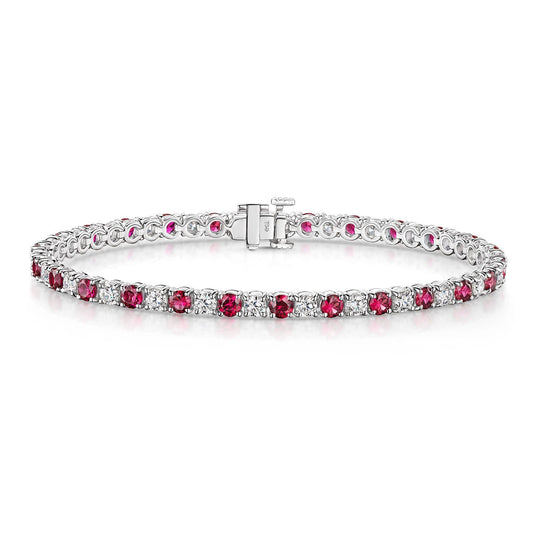 18ct White Gold Ruby & Diamond Tennis Bracelet simple Pursuit