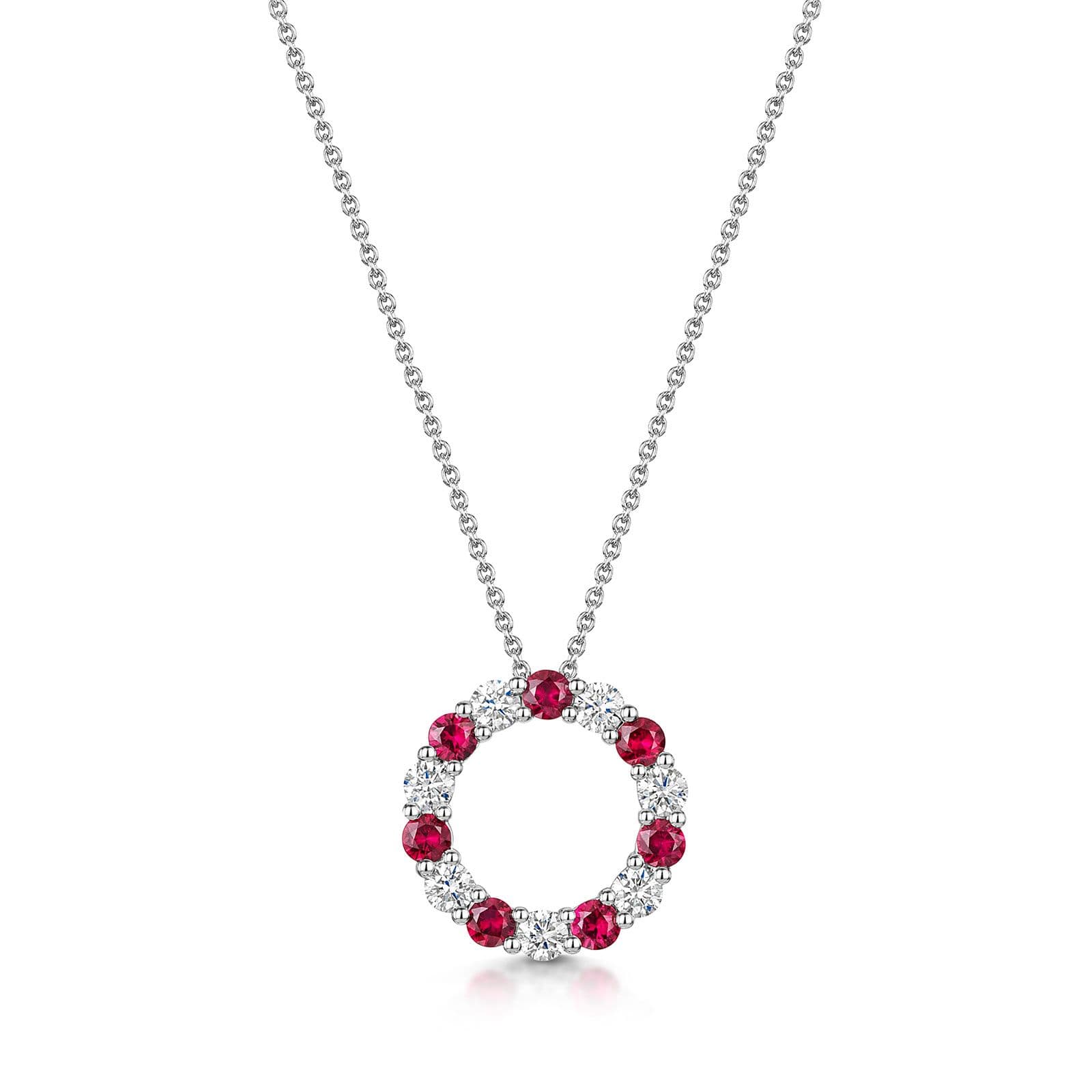 18ct White Gold Ruby & Diamond Polo Necklace simple Pursuit