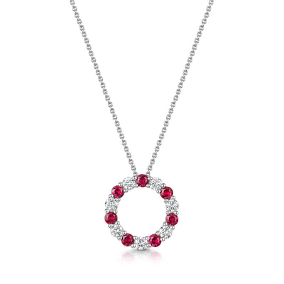 18ct White Gold Ruby & Diamond Polo Necklace simple Pursuit
