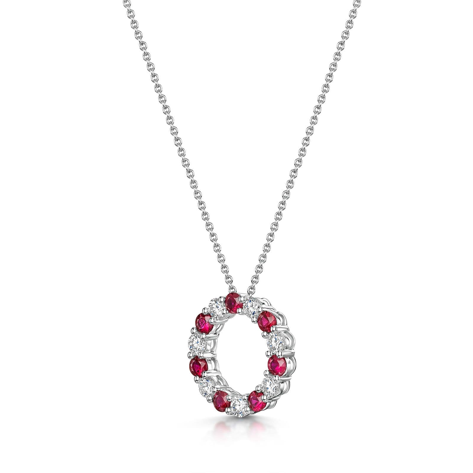 18ct White Gold Ruby & Diamond Polo Necklace simple Pursuit