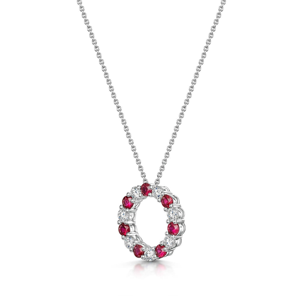 18ct White Gold Ruby & Diamond Polo Necklace simple Pursuit