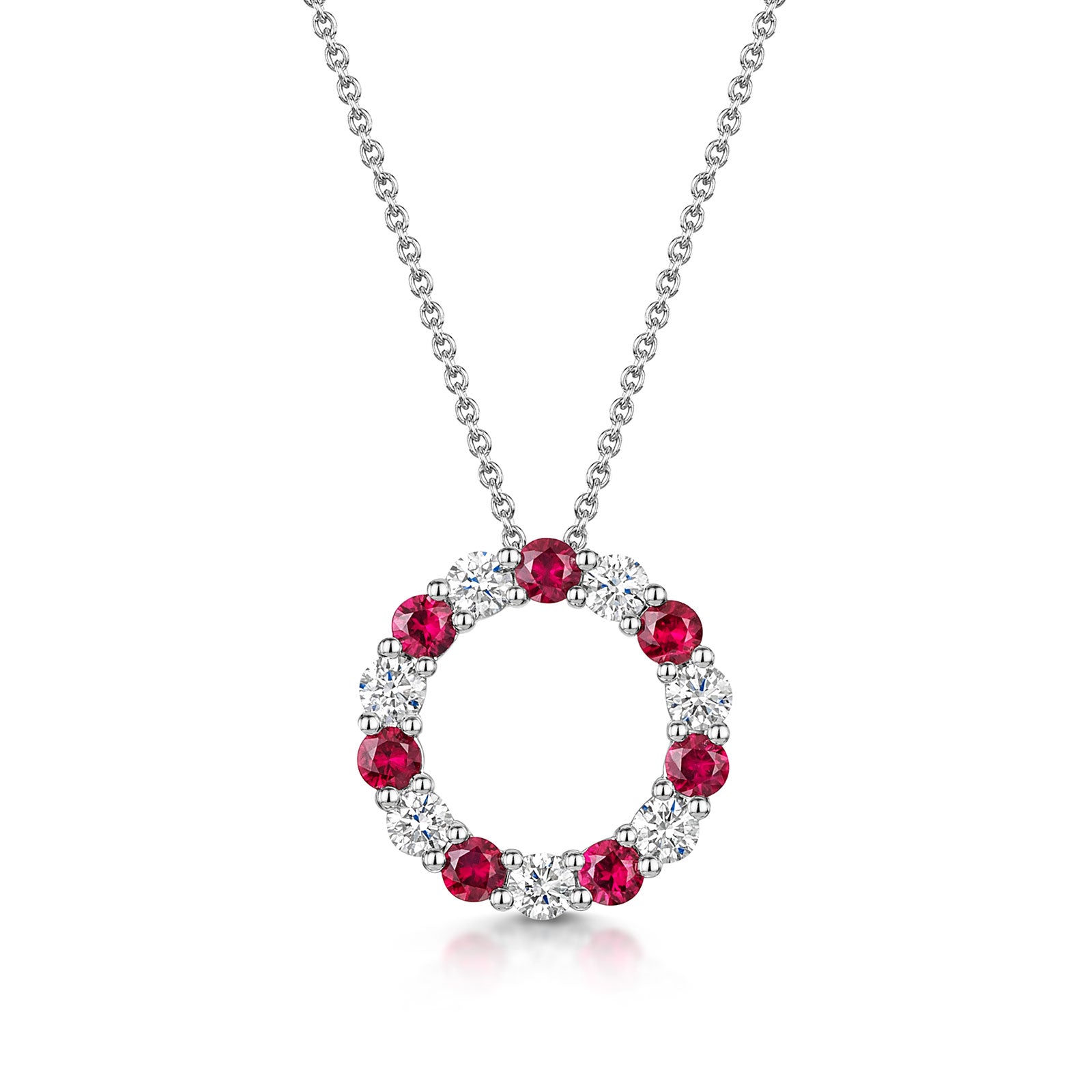 18ct White Gold Ruby & Diamond Polo Necklace simple Pursuit