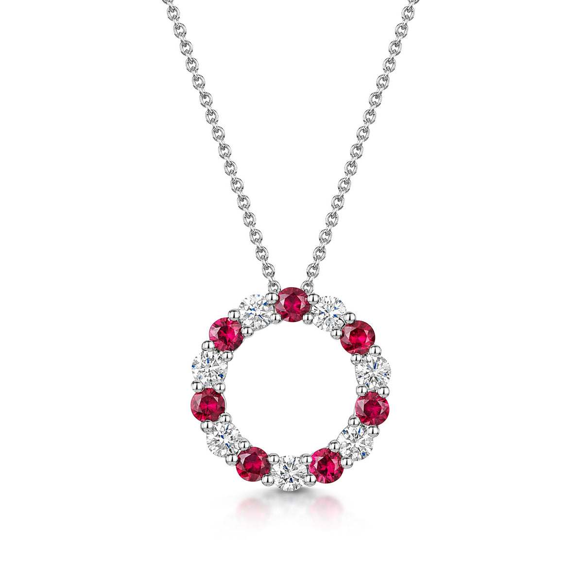 18ct White Gold Ruby & Diamond Polo Necklace simple Pursuit