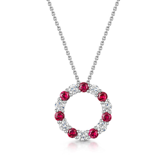 18ct White Gold Ruby & Diamond Polo Necklace simple Pursuit