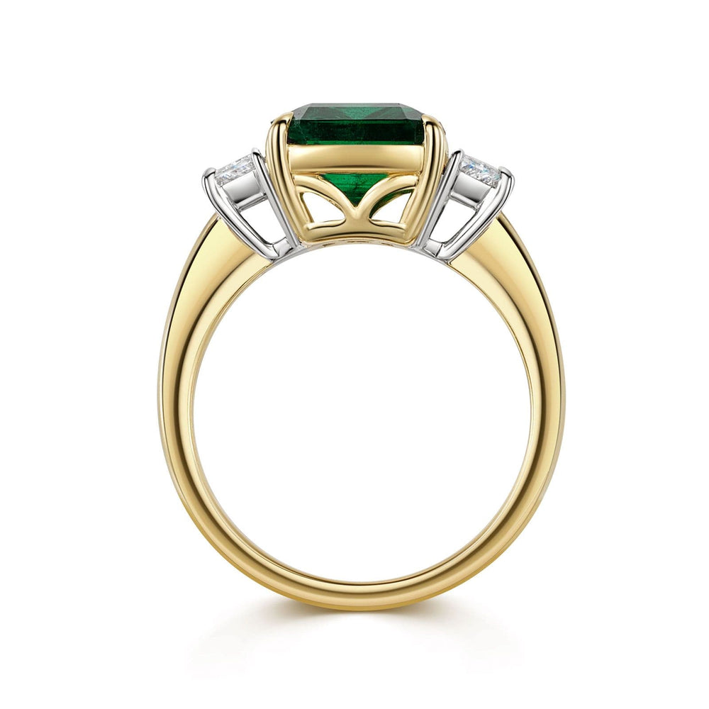 18ct Yellow & White Gold Emerald & Diamond Trilogy Ring simple Pursuit