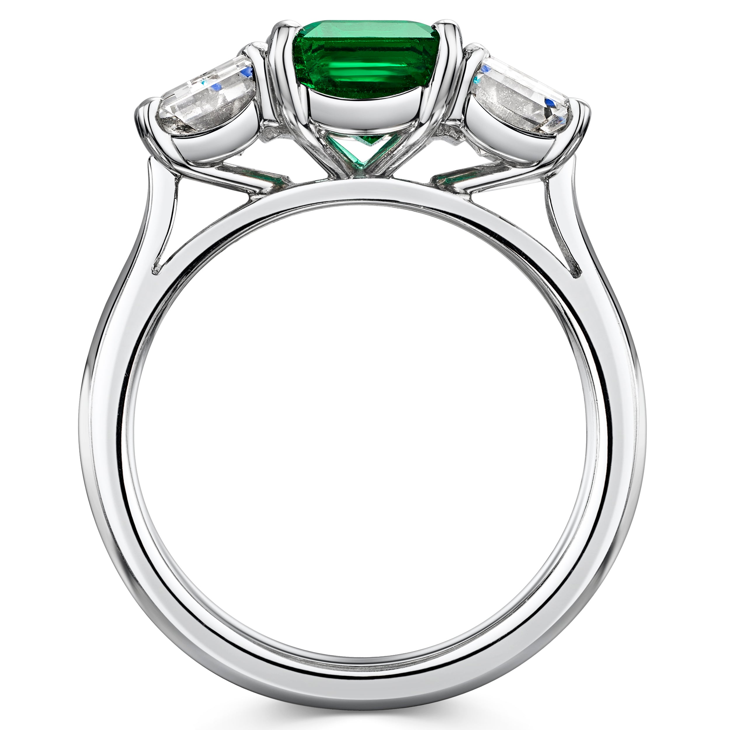 Platinum Emerald & Diamond Trilogy Ring simple Pursuit