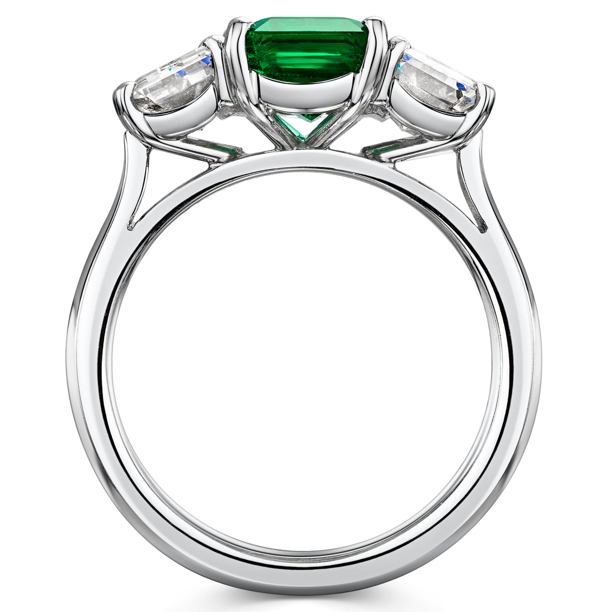 Platinum Emerald & Diamond Trilogy Ring simple Pursuit