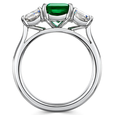 Platinum Emerald & Diamond Trilogy Ring simple Pursuit