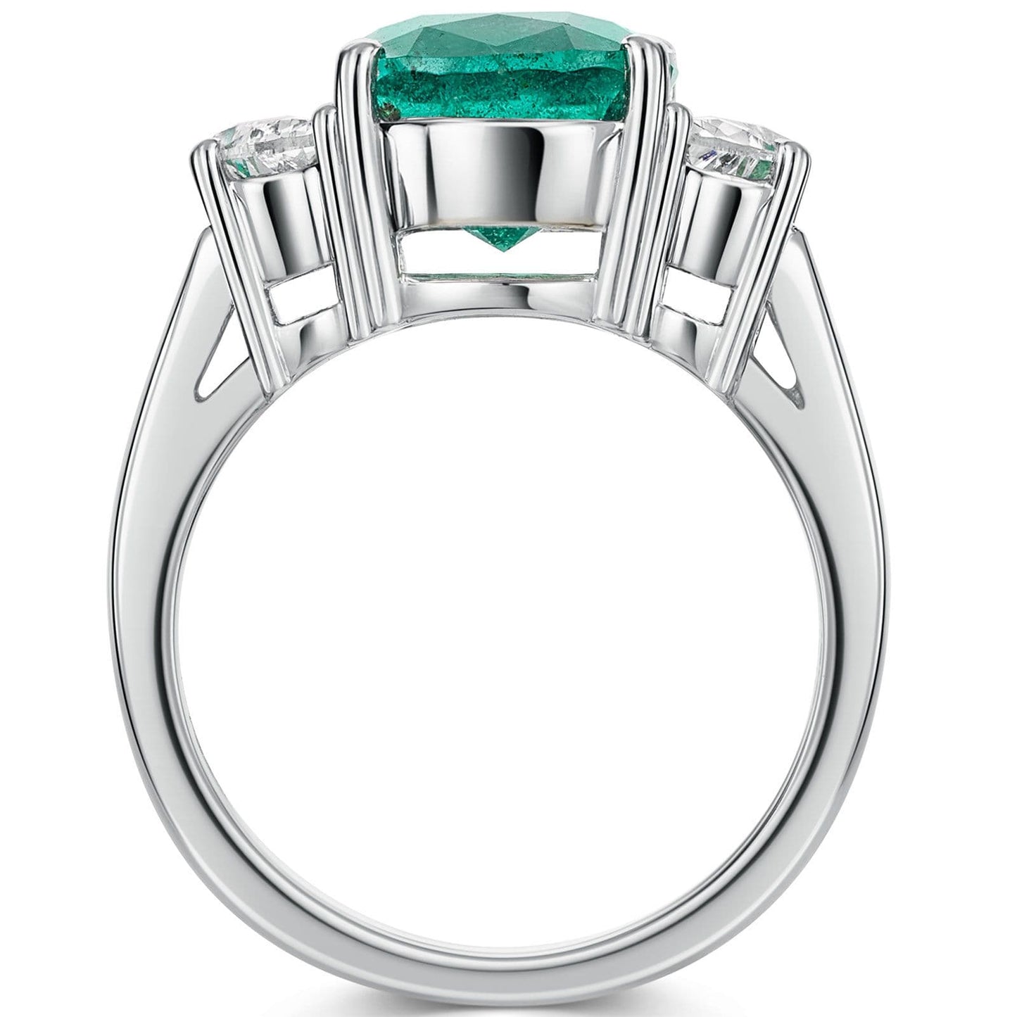 Platinum Emerald & Diamond Trilogy Ring simple Pursuit
