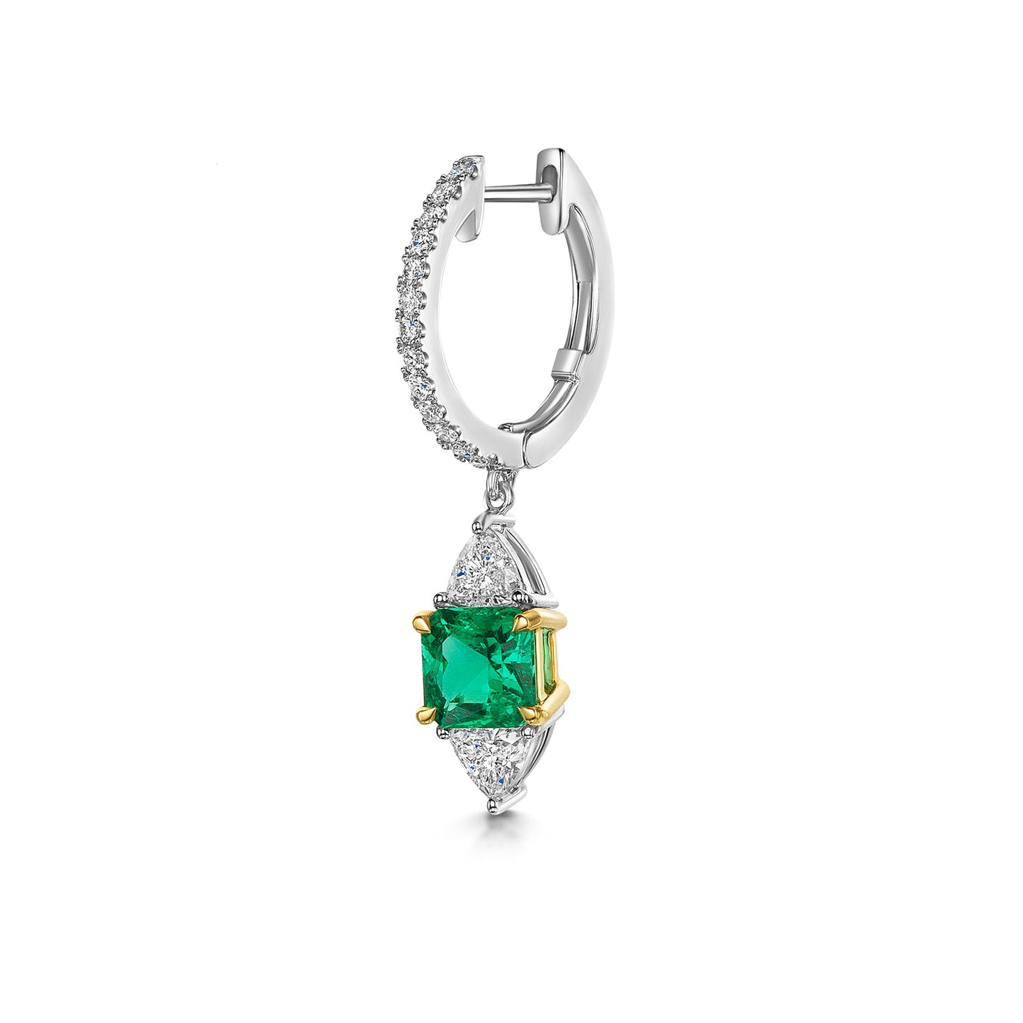 18ct White & Yellow Gold Emerald & Diamond Drop Earrings simple Pursuit