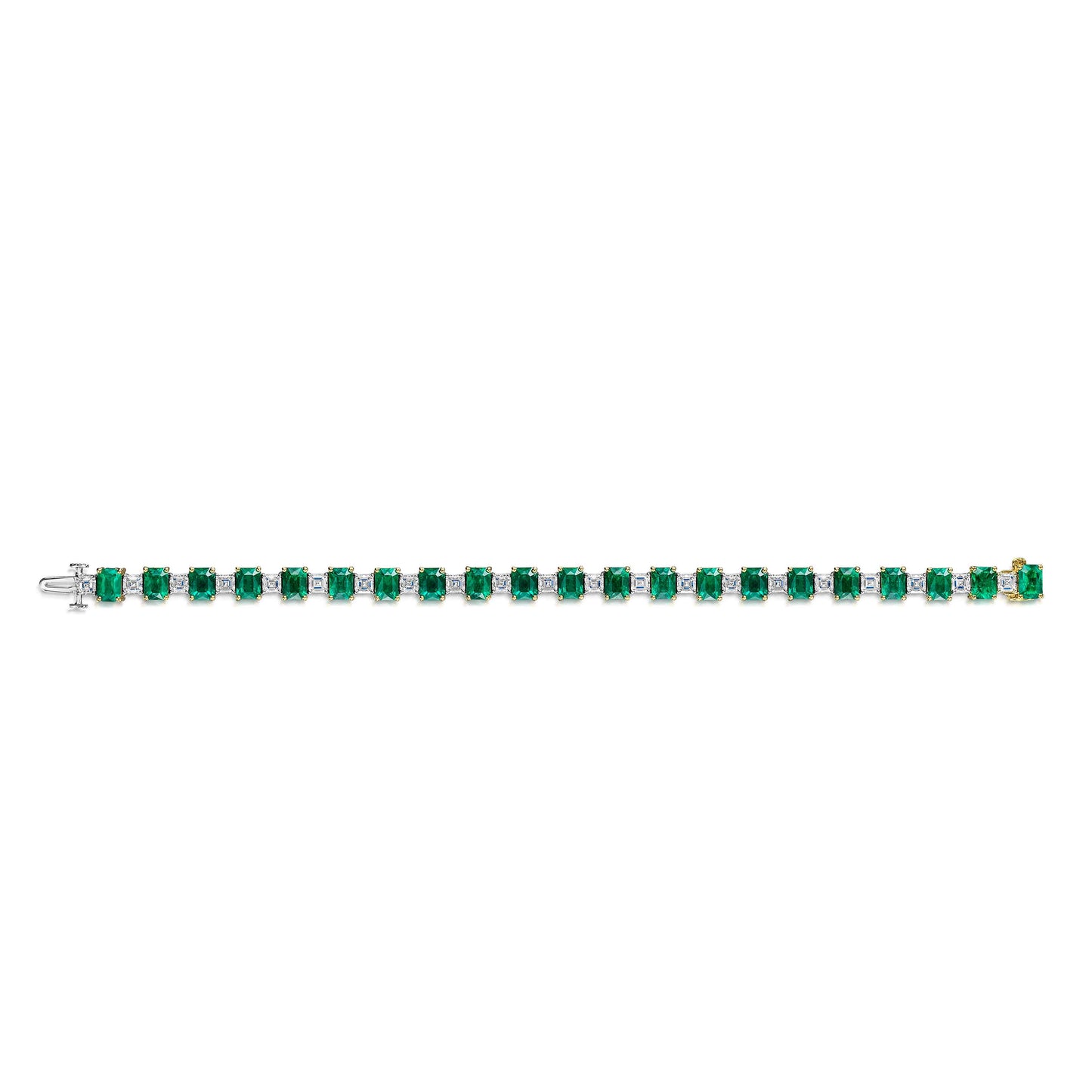 18ct Yellow & White Gold Emerald & Diamond Tennis Bracelet simple Pursuit
