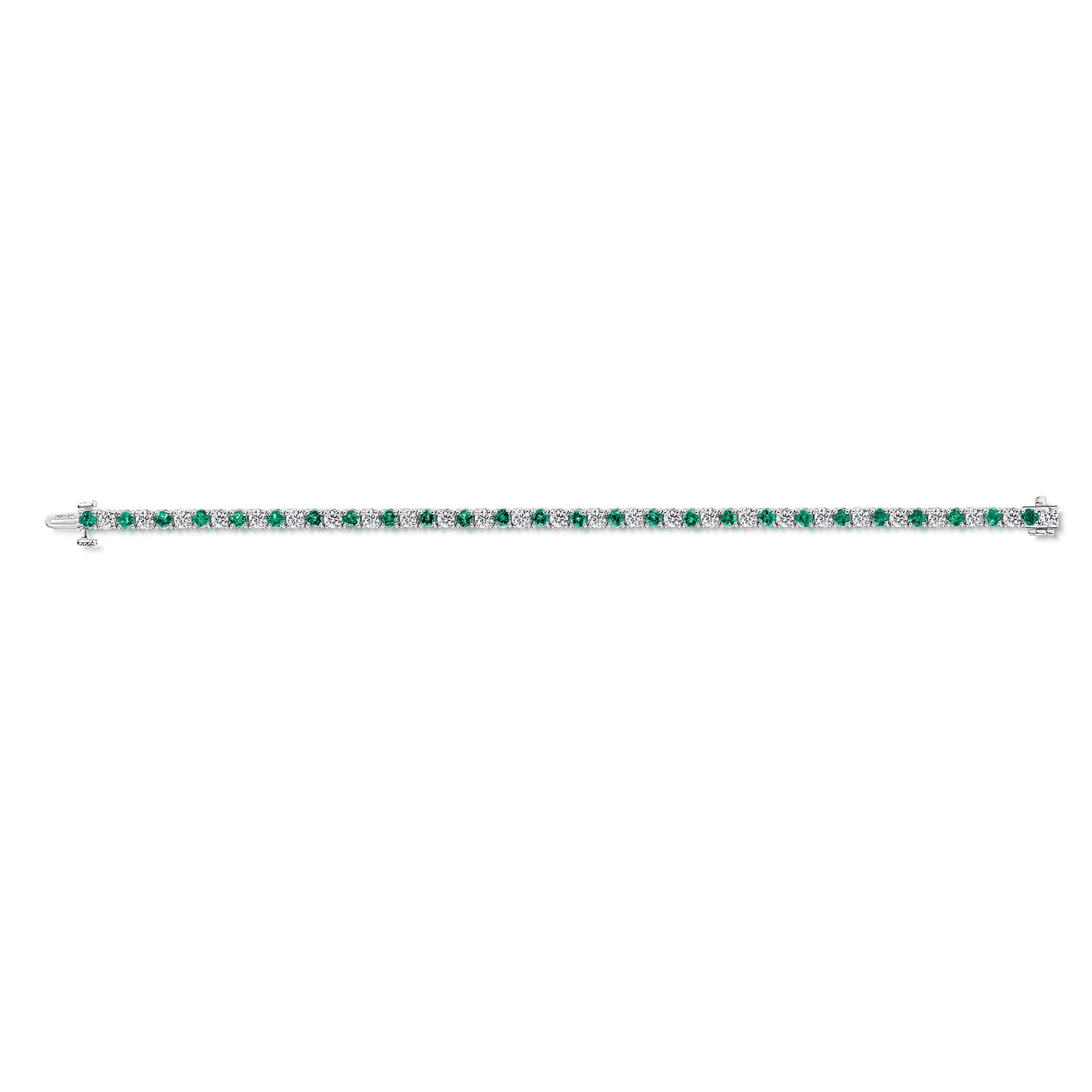 18ct White Gold Emerald & Diamond Tennis Bracelet simple Pursuit