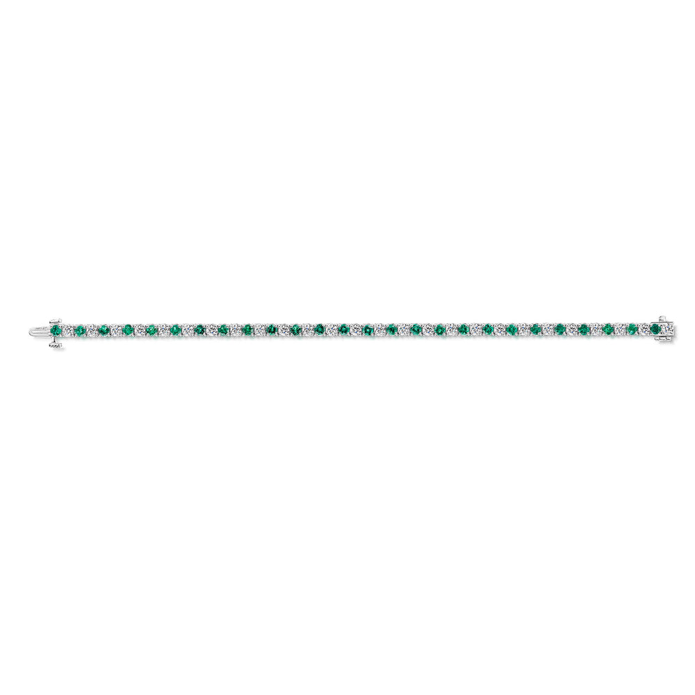 18ct White Gold Emerald & Diamond Tennis Bracelet simple Pursuit
