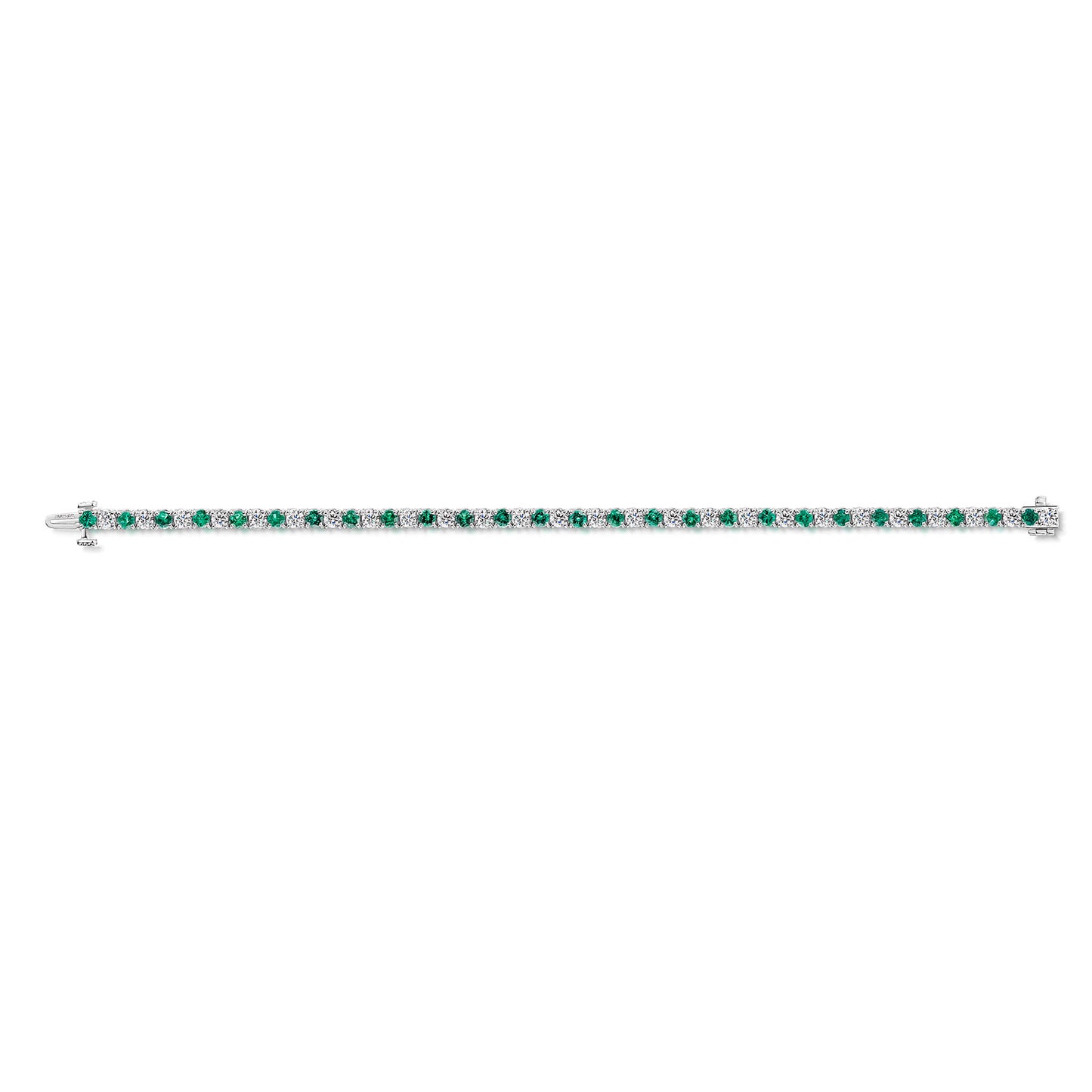 18ct White Gold Emerald & Diamond Tennis Bracelet simple Pursuit