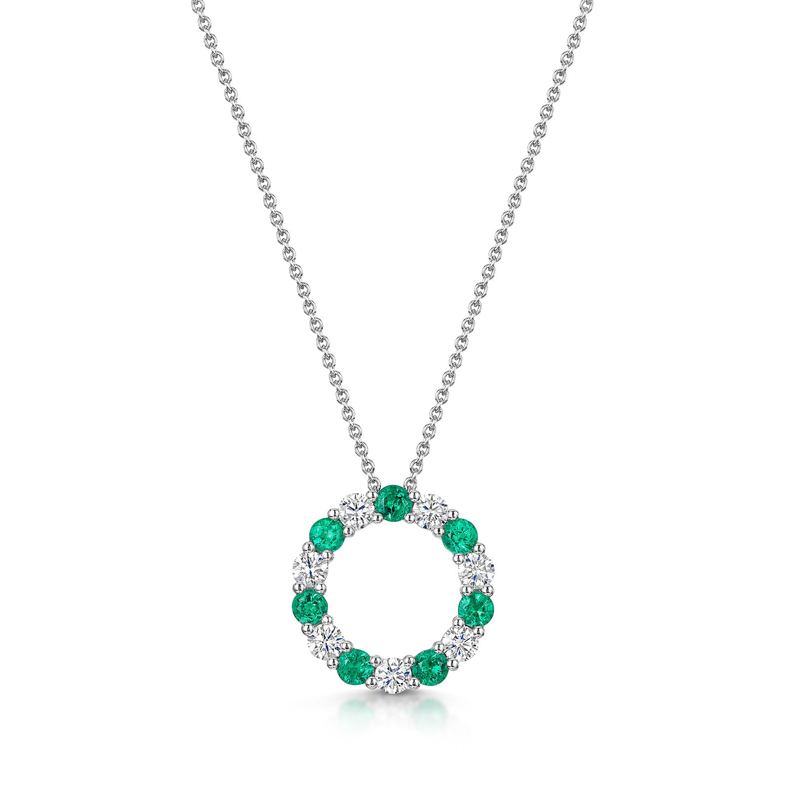 18ct White Gold Emerald & Diamond Polo Necklace simple Pursuit