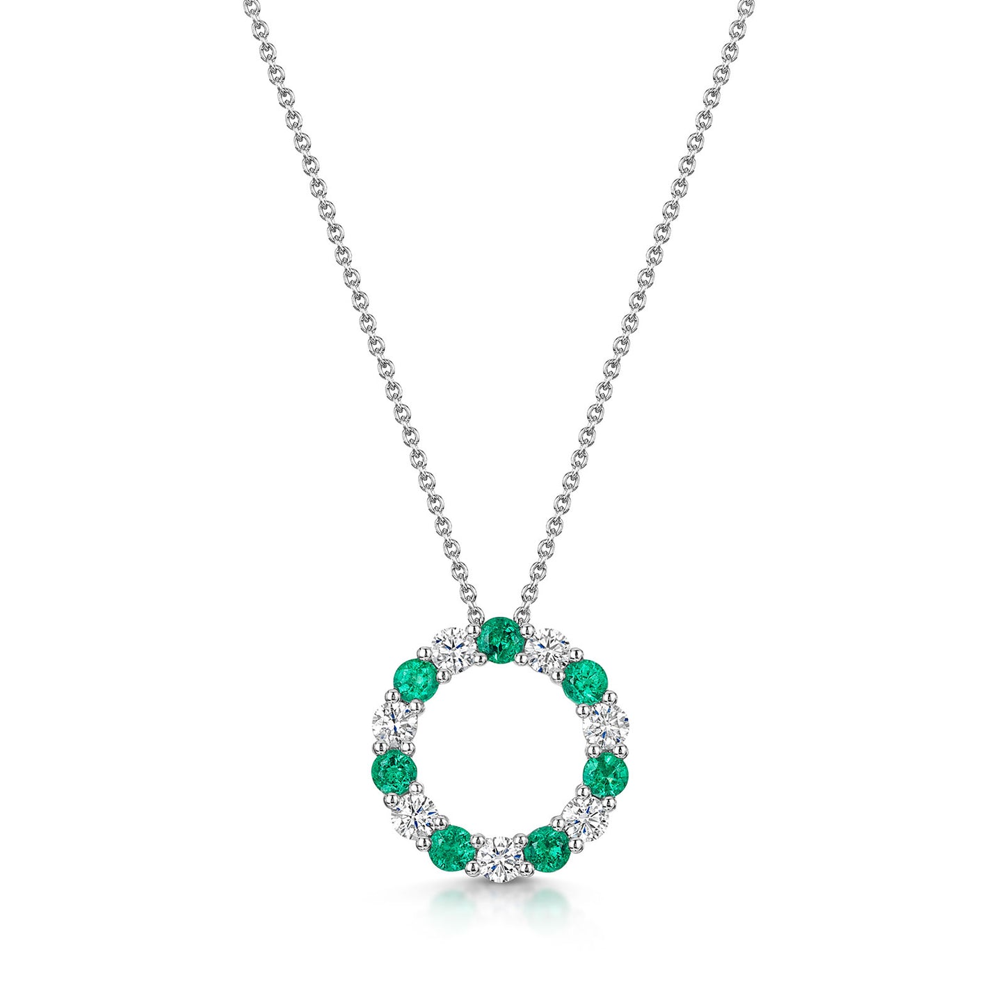 18ct White Gold Emerald & Diamond Polo Necklace simple Pursuit