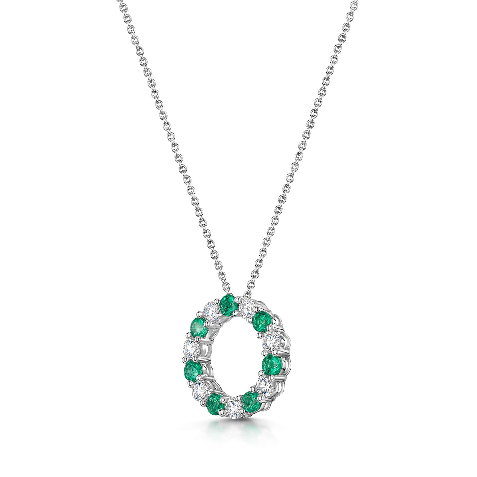 18ct White Gold Emerald & Diamond Polo Necklace simple Pursuit