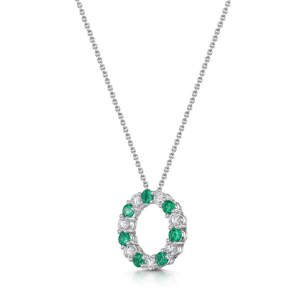 18ct White Gold Emerald & Diamond Polo Necklace simple Pursuit
