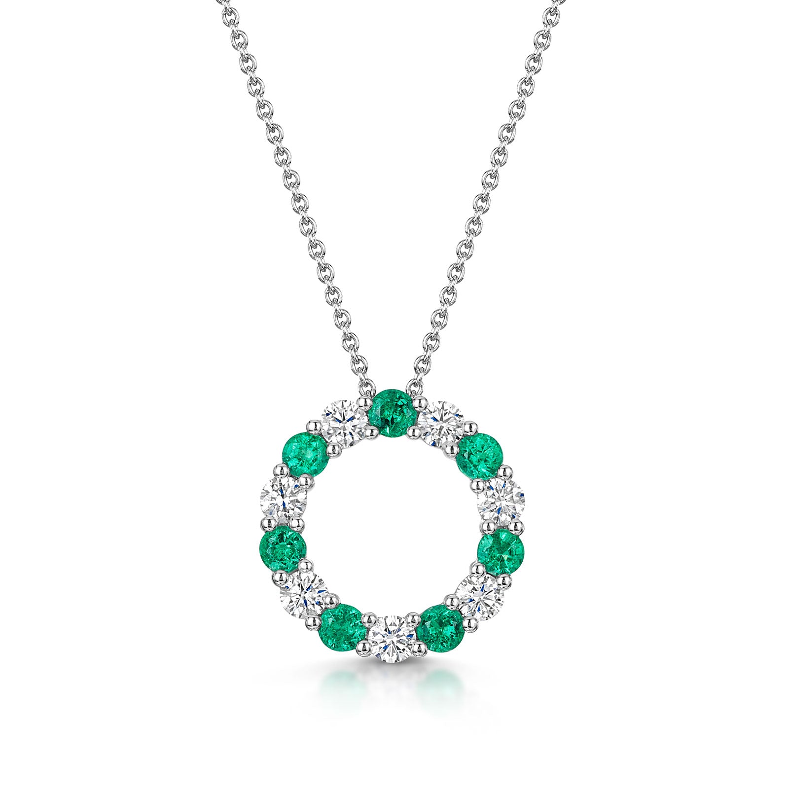 18ct White Gold Emerald & Diamond Polo Necklace simple Pursuit