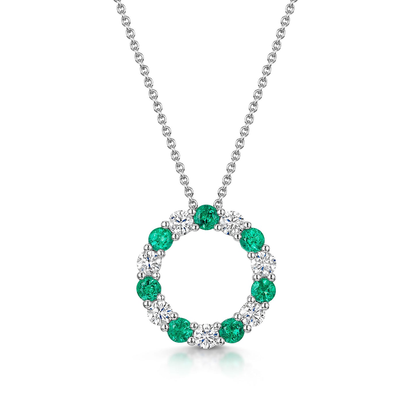 18ct White Gold Emerald & Diamond Polo Necklace simple Pursuit