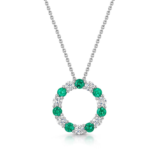 18ct White Gold Emerald & Diamond Polo Necklace simple Pursuit