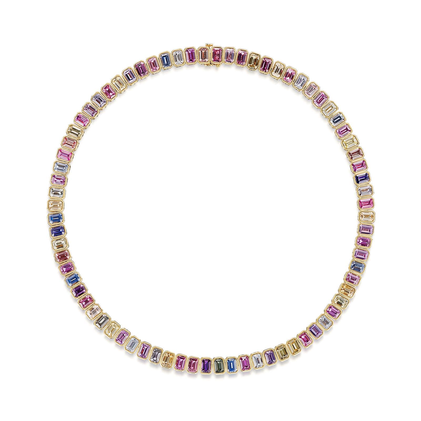 18ct Yellow Gold Multi-Coloured Sapphire Necklet simple Pursuit