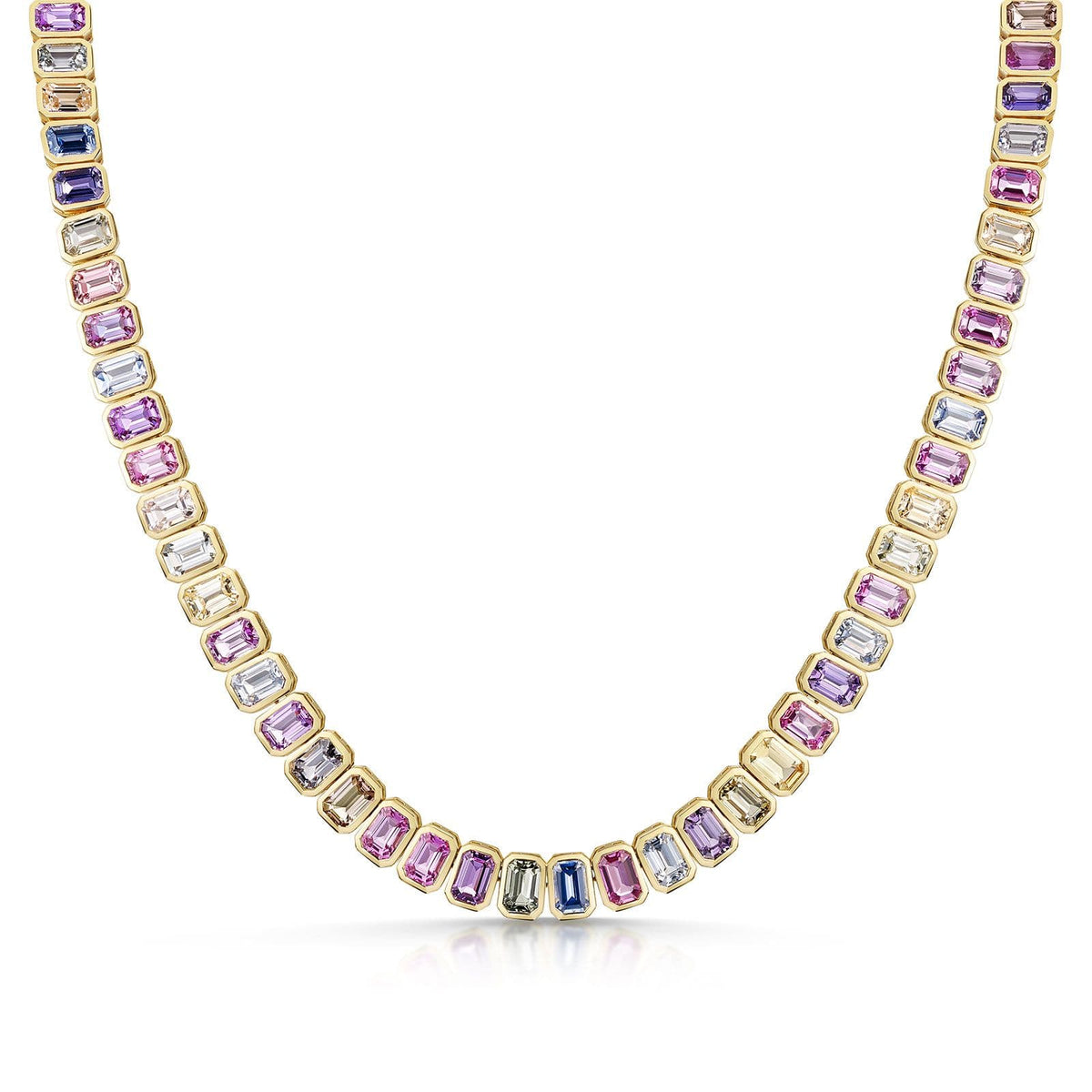 18ct Yellow Gold Multi-Coloured Sapphire Necklet simple Pursuit