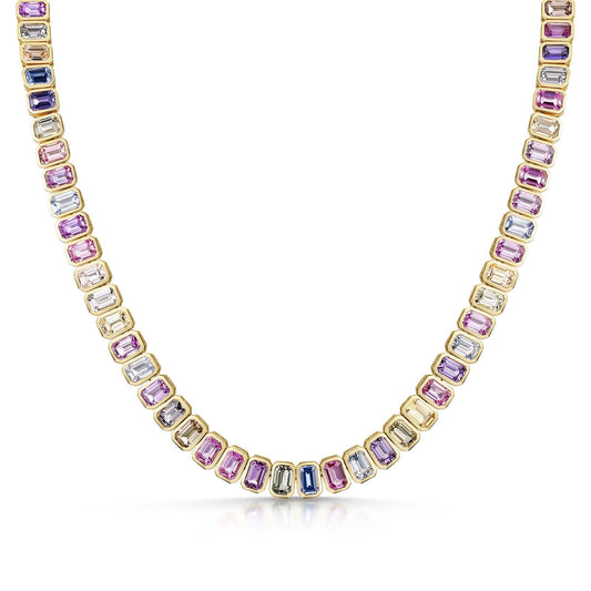 18ct Yellow Gold Multi-Coloured Sapphire Necklet simple Pursuit