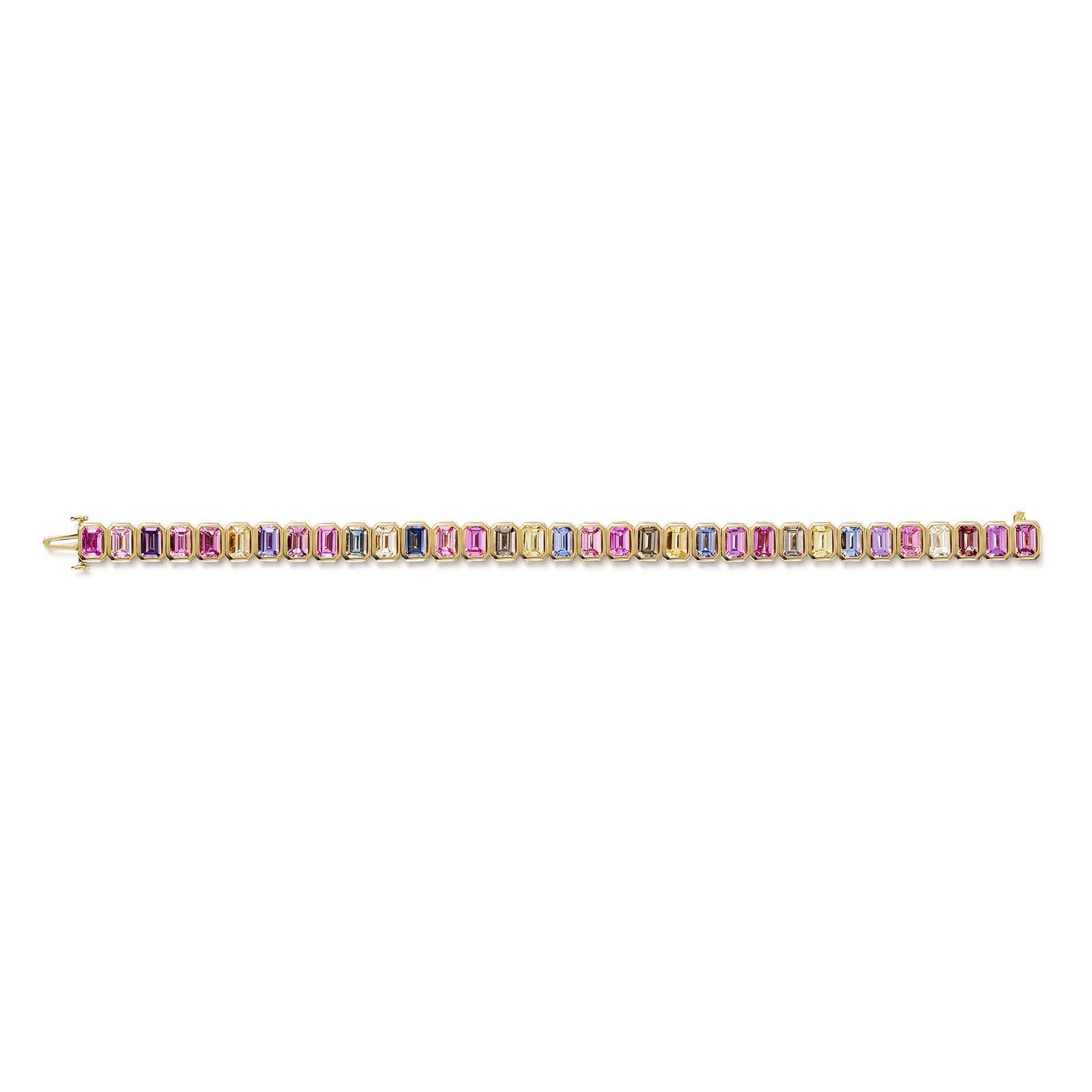 18ct Yellow Gold Multi-Coloured Sapphire Tennis Bracelet simple Pursuit