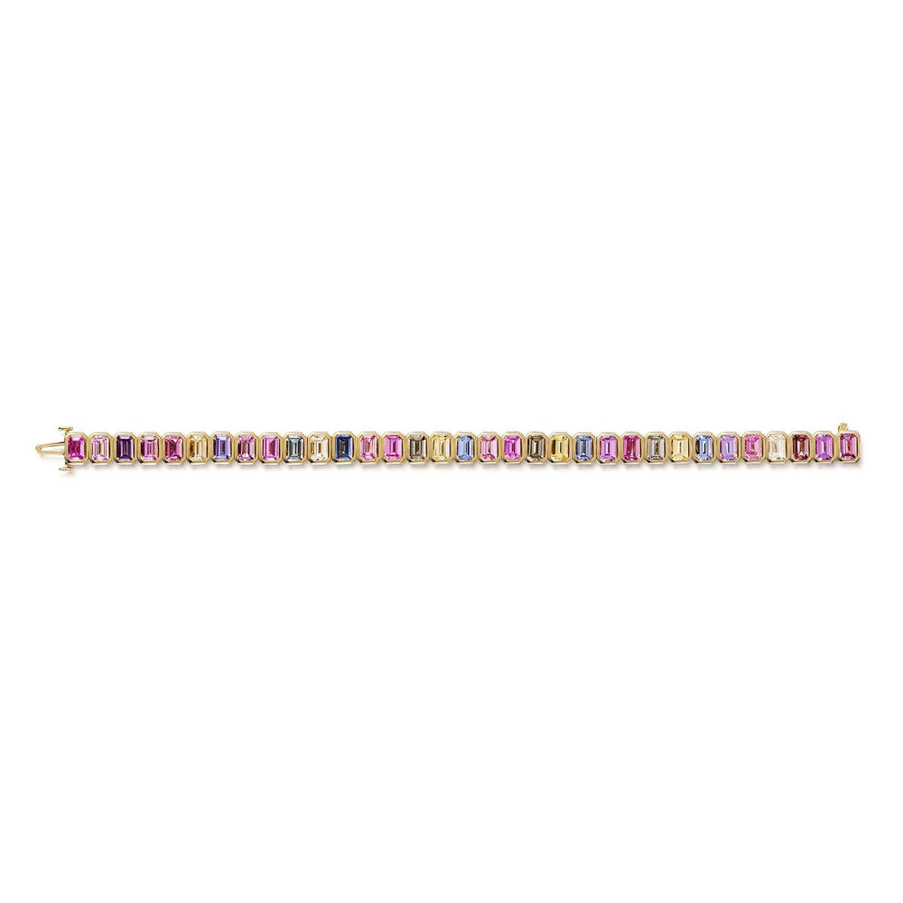 18ct Yellow Gold Multi-Coloured Sapphire Tennis Bracelet simple Pursuit