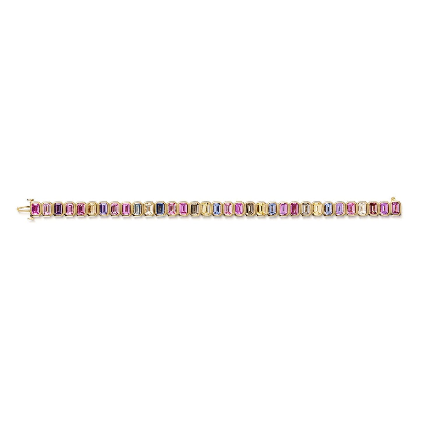 18ct Yellow Gold Multi-Coloured Sapphire Tennis Bracelet simple Pursuit
