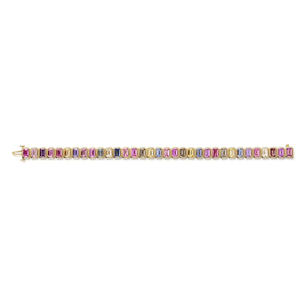 18ct Yellow Gold Multi-Coloured Sapphire Tennis Bracelet simple Pursuit