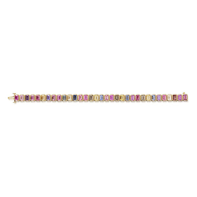 18ct Yellow Gold Multi-Coloured Sapphire Tennis Bracelet simple Pursuit
