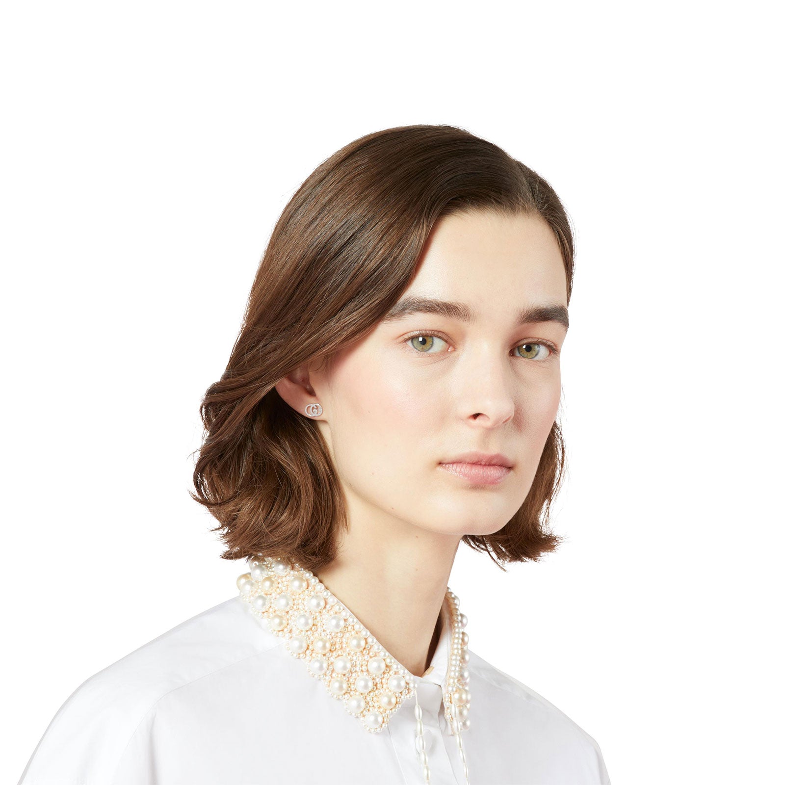 GG Running 18ct White Gold Stud Earrings simple Pursuit