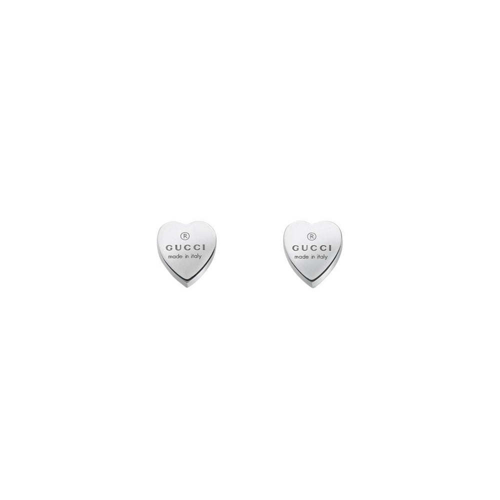 Gucci Trademark Silver Heart-Shaped Stud Earrings simple Pursuit